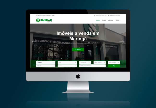 Layout do site Sândalo Imóveis